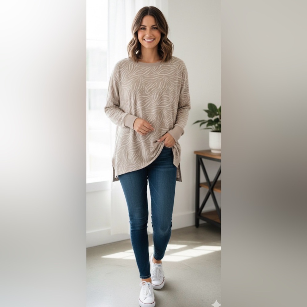 New Directions Cream Zebra Pattern Top #boho #bohemian whippie #bohofashion